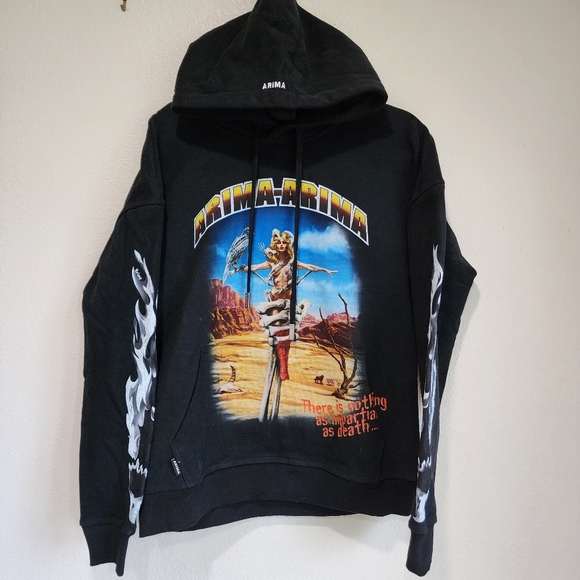 Arima Sweatshirt Hoodie Desert Crucifix Front Back Sleeve Graphic size Small - Picture 3 of 15